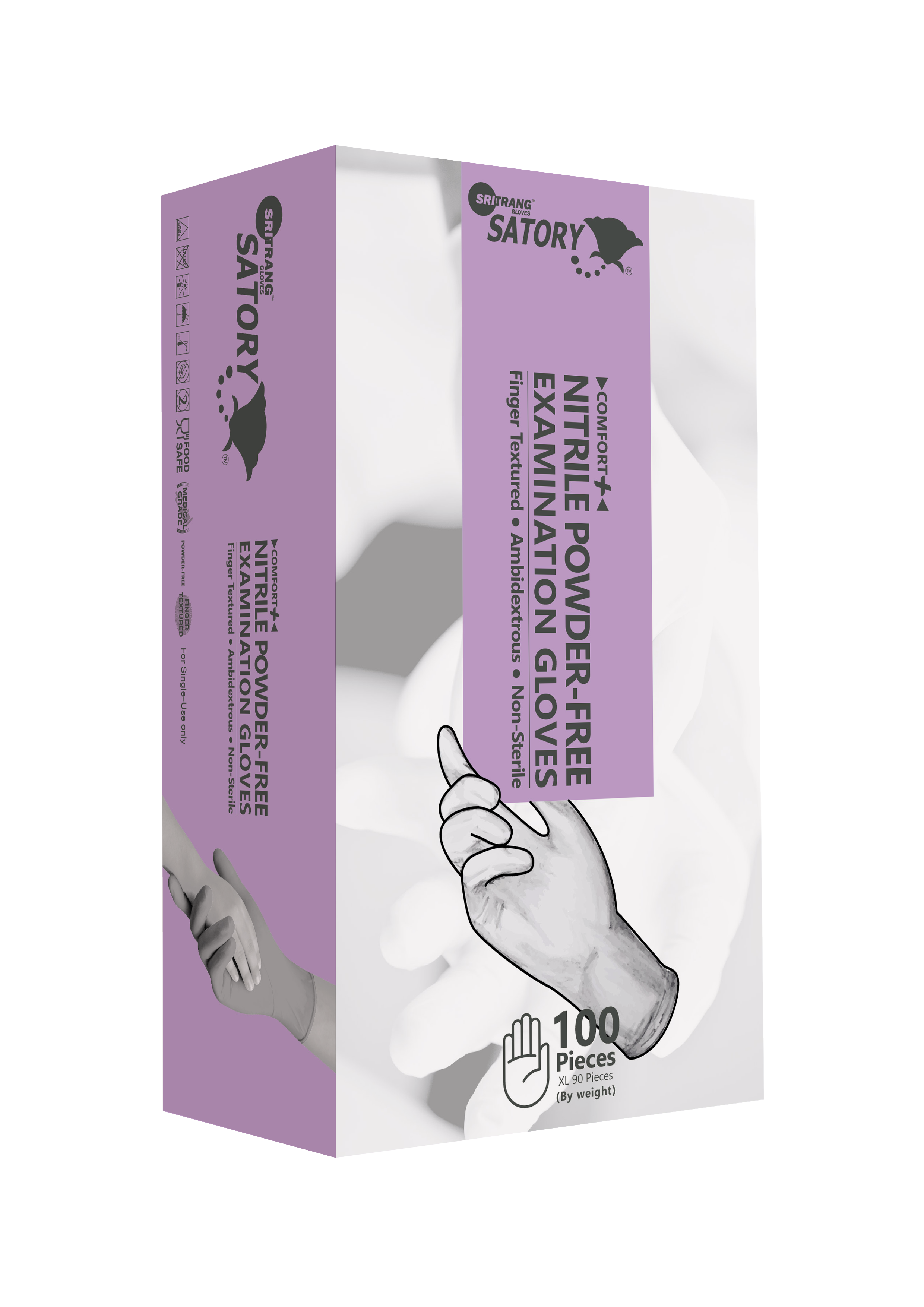 Satory Comfort+ Nitrile Powder-free Examination Gloves (Violet Blue)