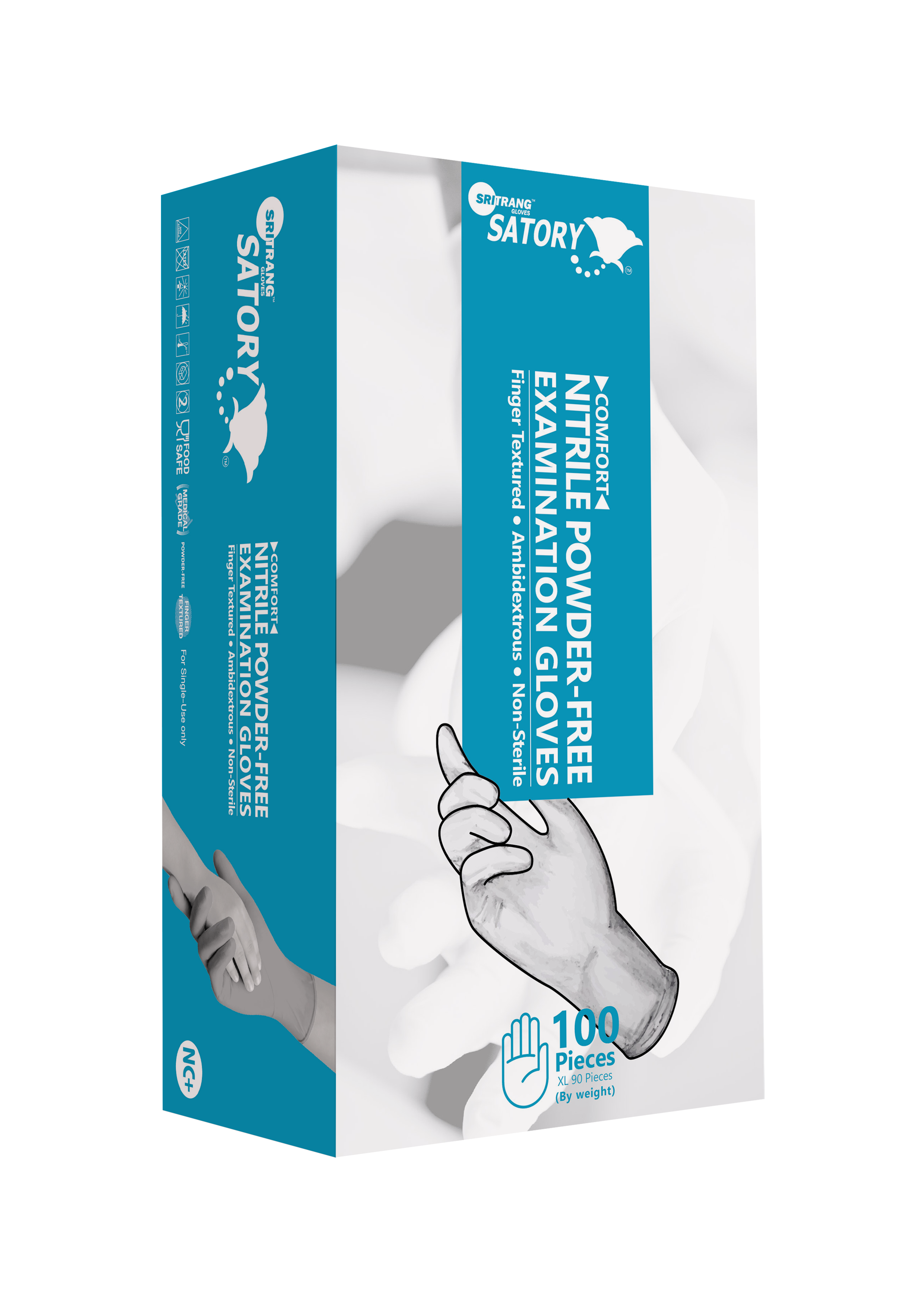 Satory Comfort Nitrile Powder-free Examination Gloves (Dark Ocean Blue)