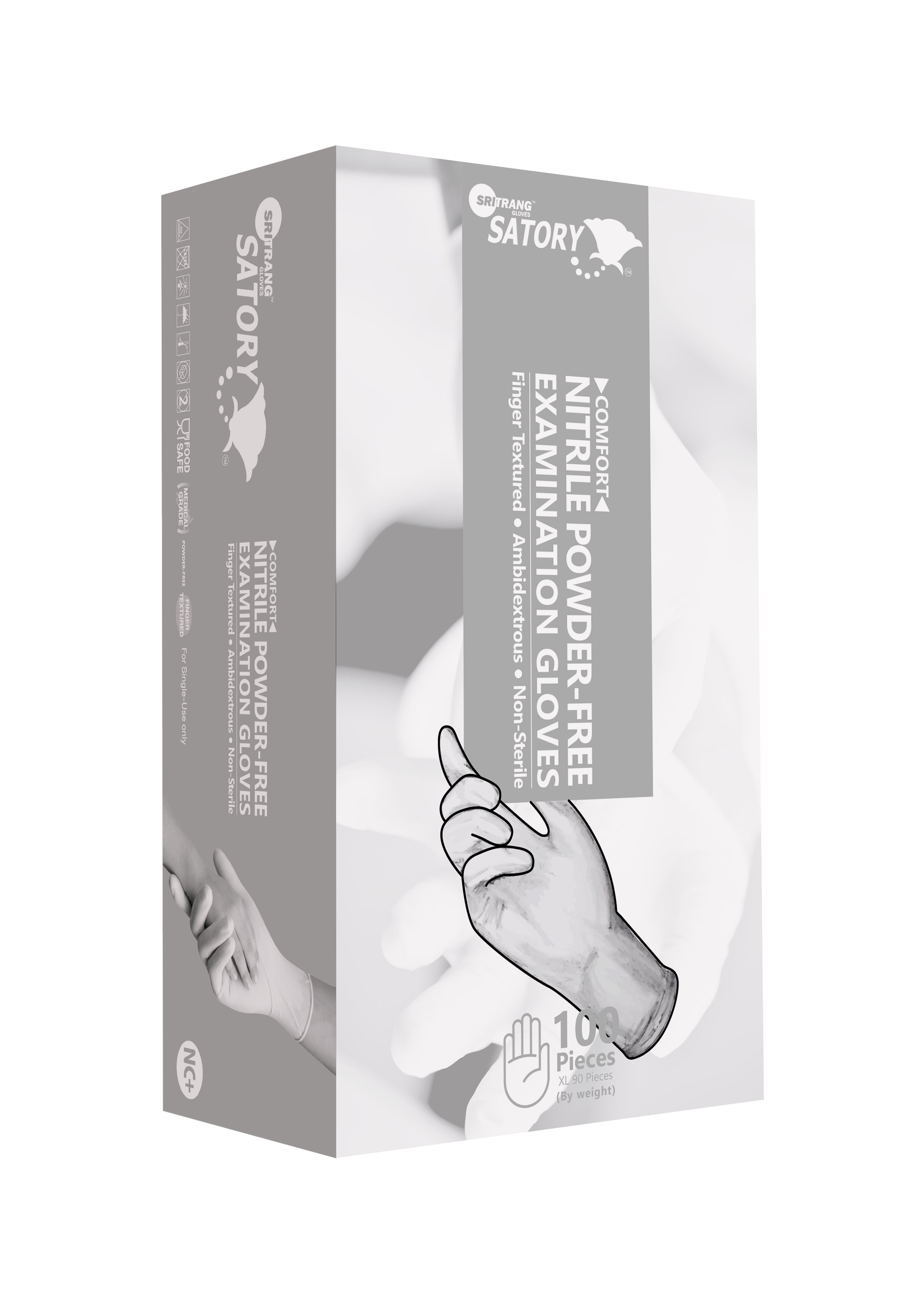 Satory Comfort Nitrile Powder-free Examination Gloves (White)