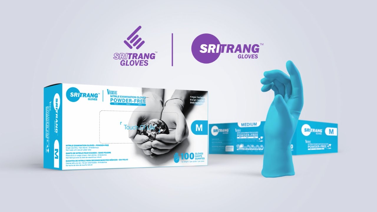 NITRILE - POWDER FREE - SRI TRANG GLOVES VERVE BLUE EXAMINATION GLOVES